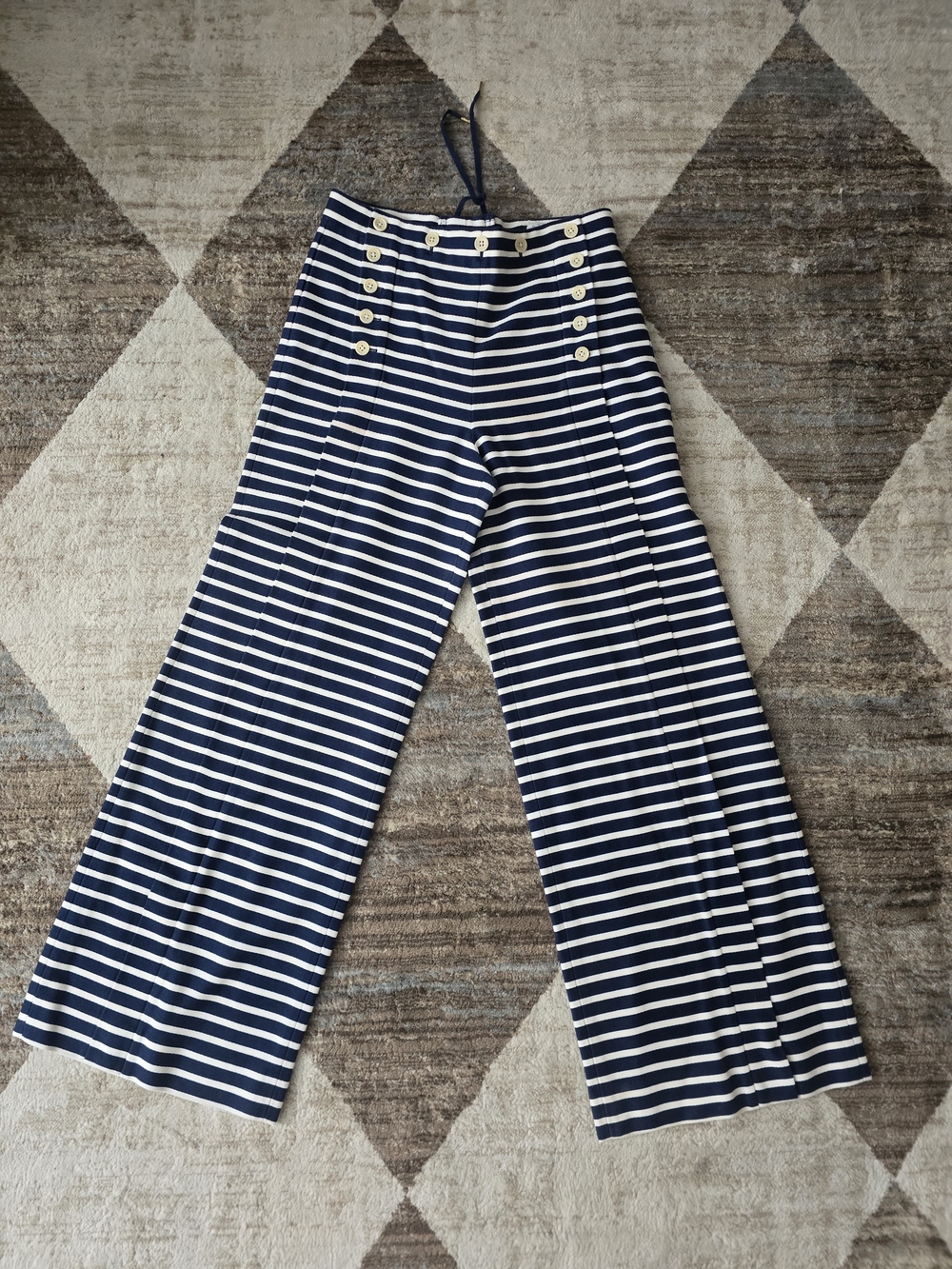 J. Crew Navy & White Striped Wide-Leg Sailor Pants